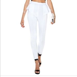 NWOT ! Nastygal White Peplum Skinny Pants Size S